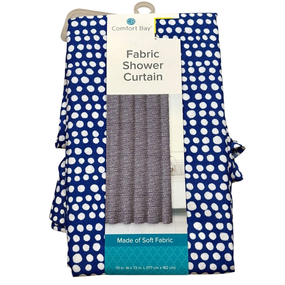Brand new in Package Comfort Bay Brand Blue and White Fabric Shower‎ Curtain